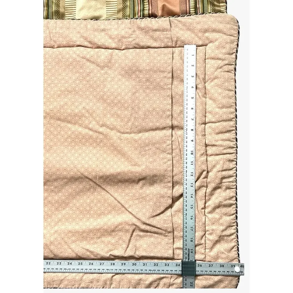Croscill King Pillow Shams Green Gold Cinnamon Damask Rope Border Carrington
